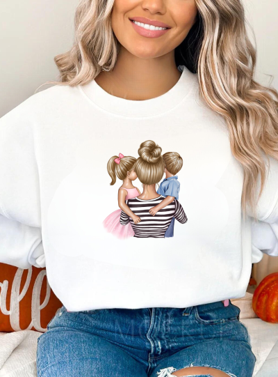 T-SHIRT BLOND HAIR MOM OF SON AND DAUGHTER
